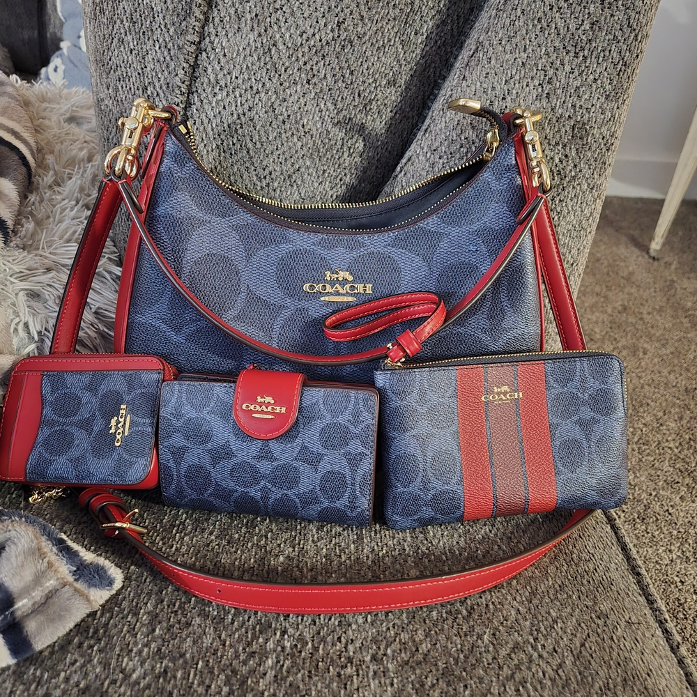 Coach Navy and Red Shoulder Bag Set